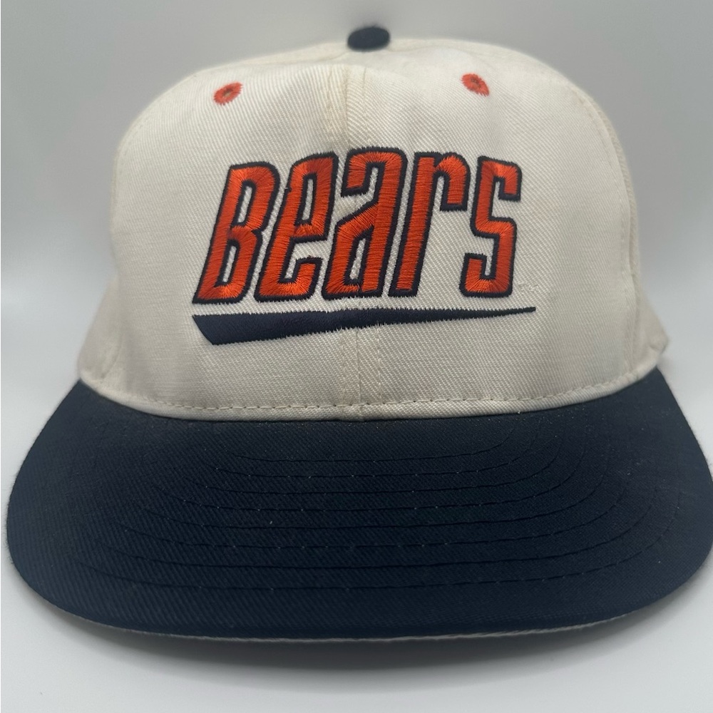Vtg Chicago Bears Hat Cap Double Logo Team NFL Annco 7.5 White Spell Out USA